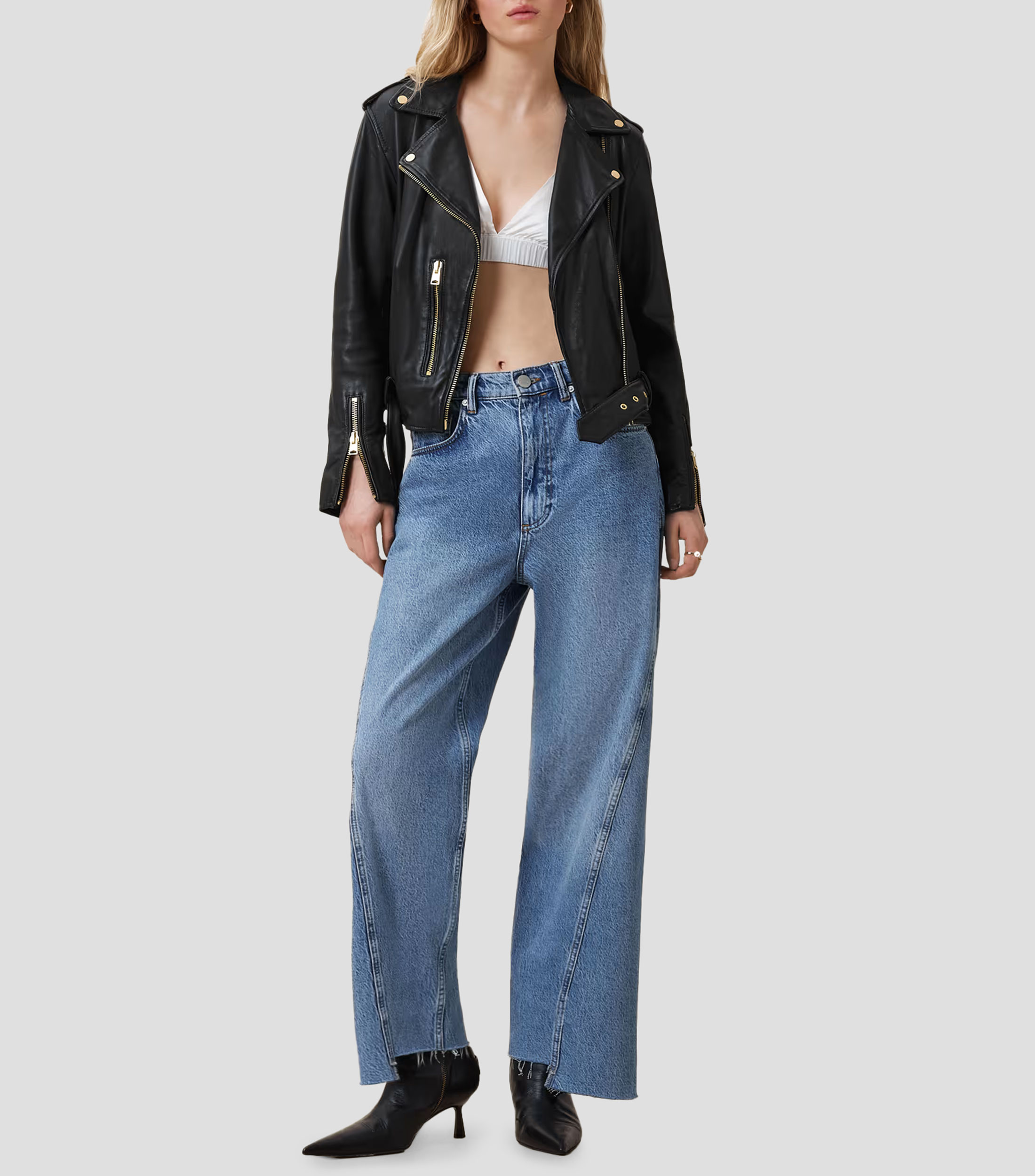 Chamarra Biker en piel Mujer